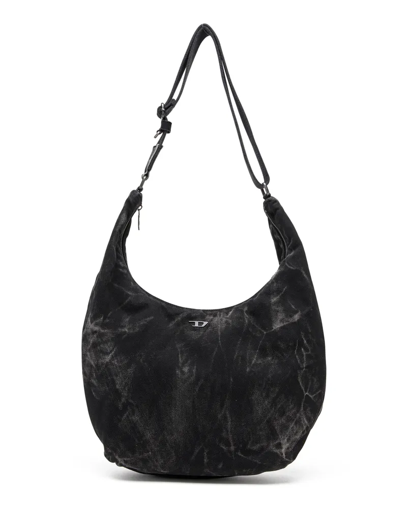 Diesel Rave - Hobo-Tasche aus Denim mit Reißverschluss - Schultertaschen - Unisex - Schwarz Schwarz