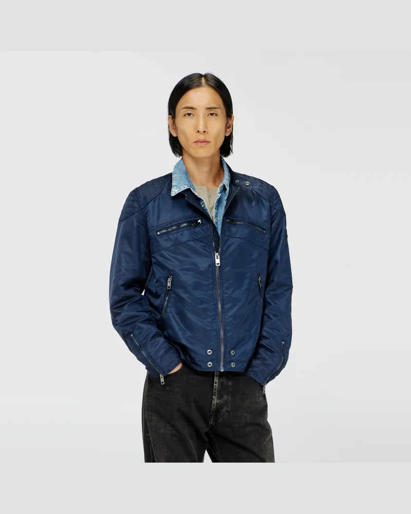 Diesel Nylonjacke mit gesteppten Schultern und Reißverschlusstaschen - Jacken - Herren - Blau Blau