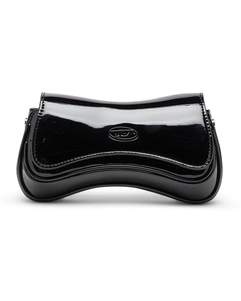 Diesel Play-Kleine Umhängetasche aus glänzendem PU - Schultertaschen - Damen - Schwarz Schwarz