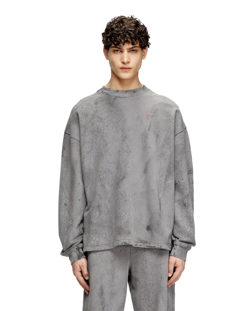 Diesel Gerissenes Sweatshirt mit Mikro-Logo - Sweatshirts - Herren - Grau Grau