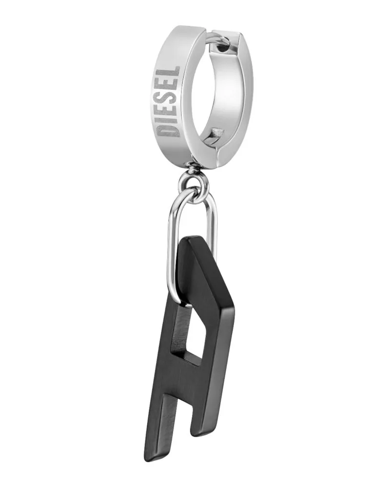 Diesel Zweifarbiger Edelstahl-Ohrring - Ohrringe - Unisex - Schwarz Schwarz