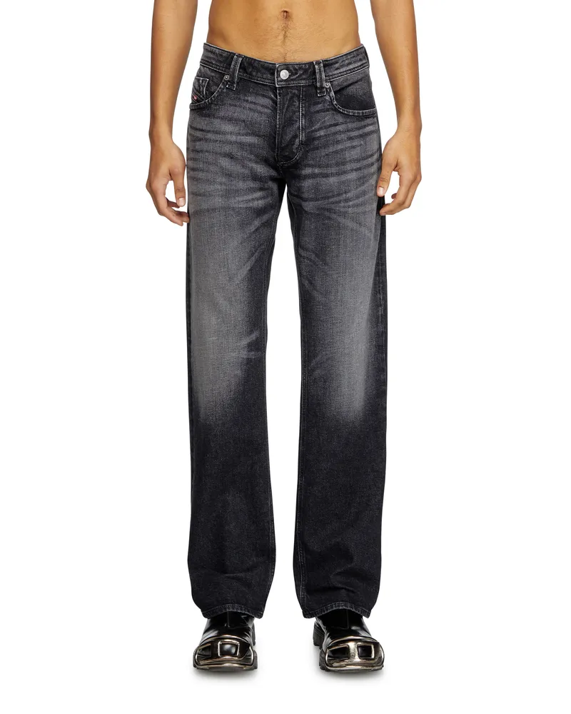 Diesel Regular Jeans Low Waist 1985 Larkee, Schwarz/Dunkelgrau, Knopfverschluss Schwarz