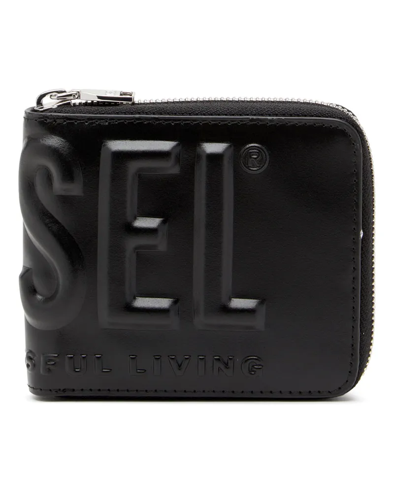 Diesel Portemonnaie aus Leder mit Reißverschluss und Logo-Prägung - Kleine Portemonnaies - Herren - Schwarz Schwarz