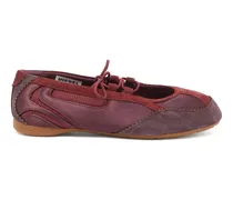 D-Mile - Ballerinaschnürschuhe aus Leder und Mesh - Flats - Damen - Rot