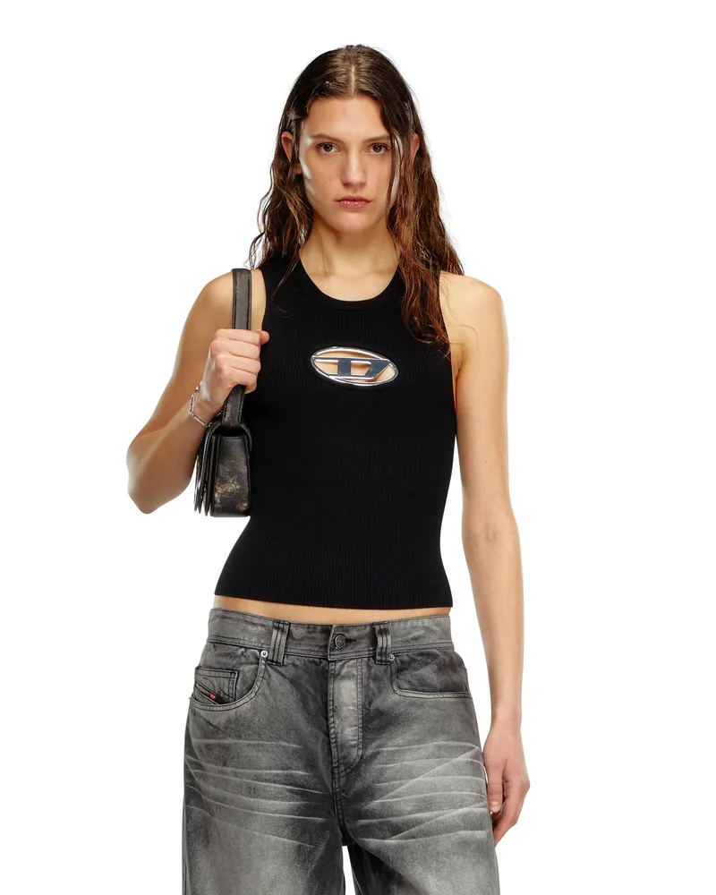 Diesel Cutout-Stricktop mit Logo-Plakette - Oberteile - Damen - Bunt Bunt