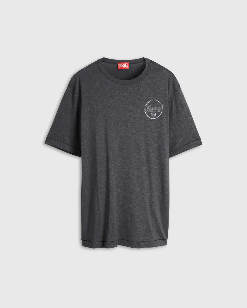 Diesel T-Shirt aus Slub-Jersey mit Crack-Print - T-Shirts - Herren - Grau Grau