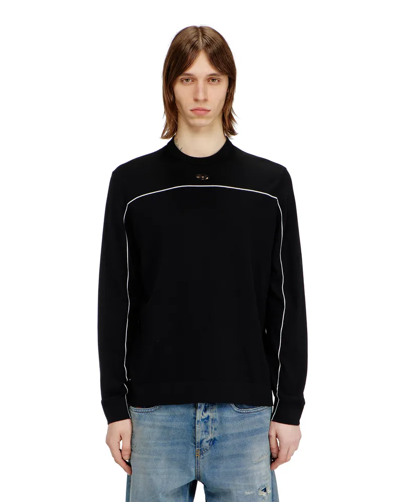 Diesel Pullover aus Seidenmischung mit Paspelierung - Strickwaren - Herren - Schwarz Schwarz