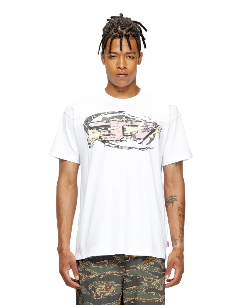 Diesel T-Shirt mit Oval D-Logo - T-Shirts - Herren - Weiss Weiss