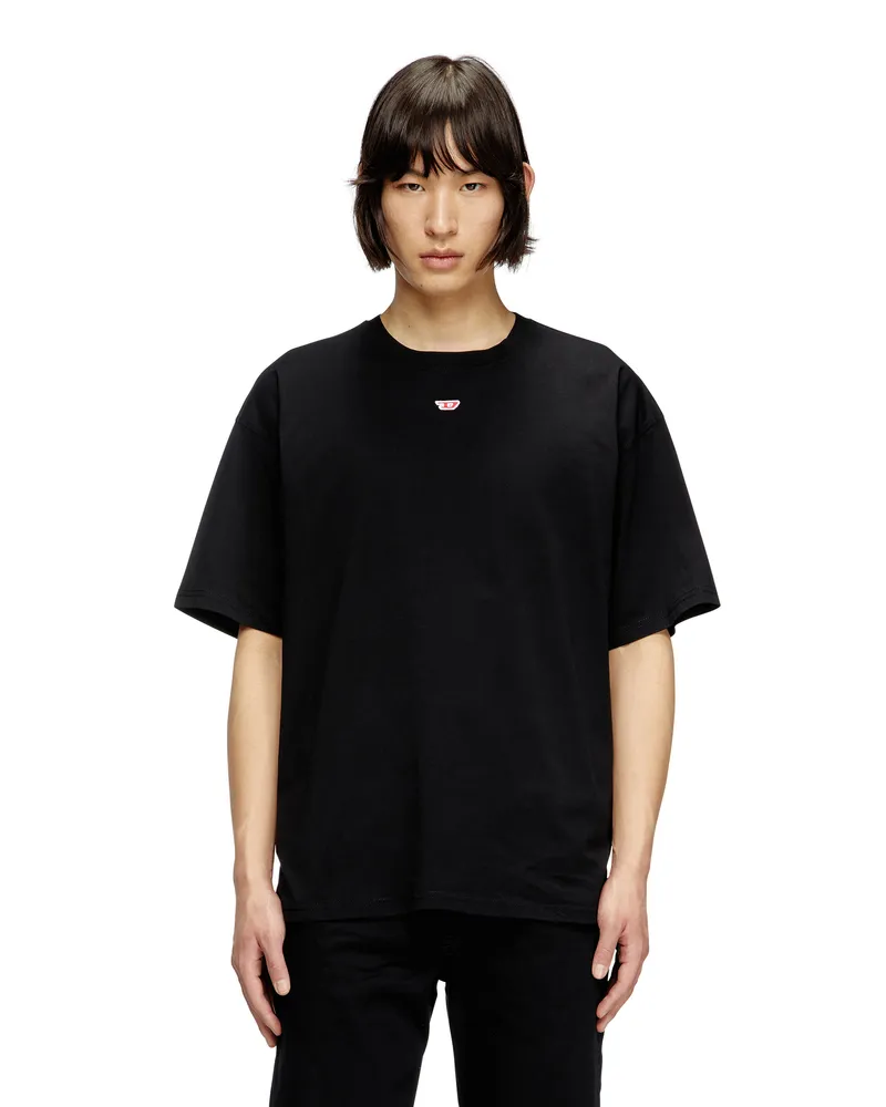 Diesel T-Shirt mit gesticktem D-Patch - T-Shirts - Unisex - Schwarz Schwarz