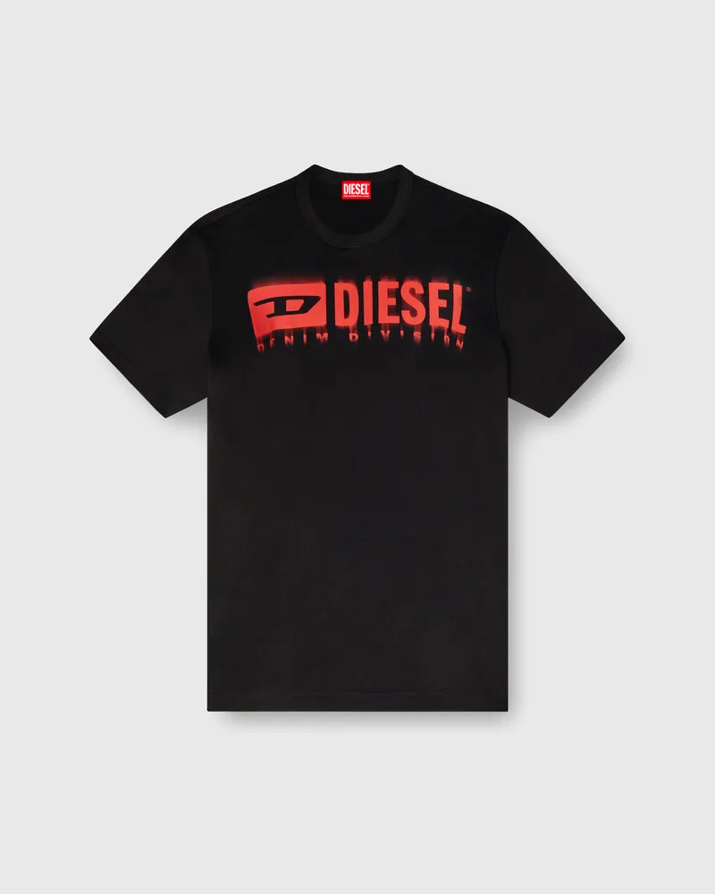 Diesel T-Shirt mit verschwommenem Diesel-Logo - T-Shirts - Herren - Schwarz Schwarz