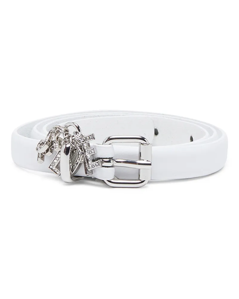 Diesel 1.4cm Gürtel aus Leder mit Logo-Anhängern aus Strass - Gürtel - Damen - Weiss Weiss