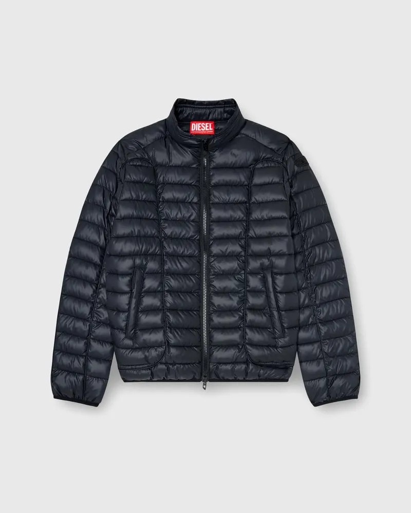 Diesel Biker-inspirierte Steppjacke mit tonalen Paspeln - Winterjacken - Herren - Schwarz Schwarz