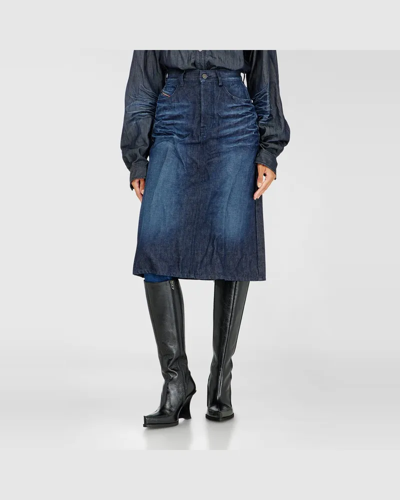 Diesel Midirock aus geknittertem denim - Röcke - Damen - Blau Blau