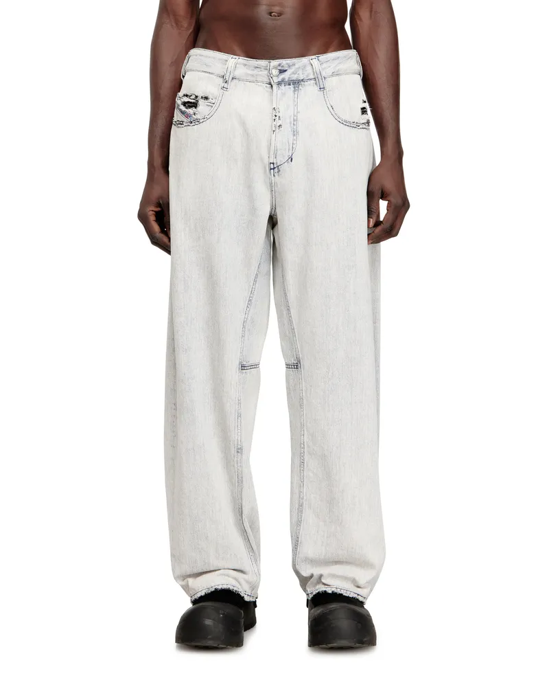 Diesel Relaxed Jeans Regular Waist 1997 D-Enim-M, Hellblau, Knopfverschluss Blau