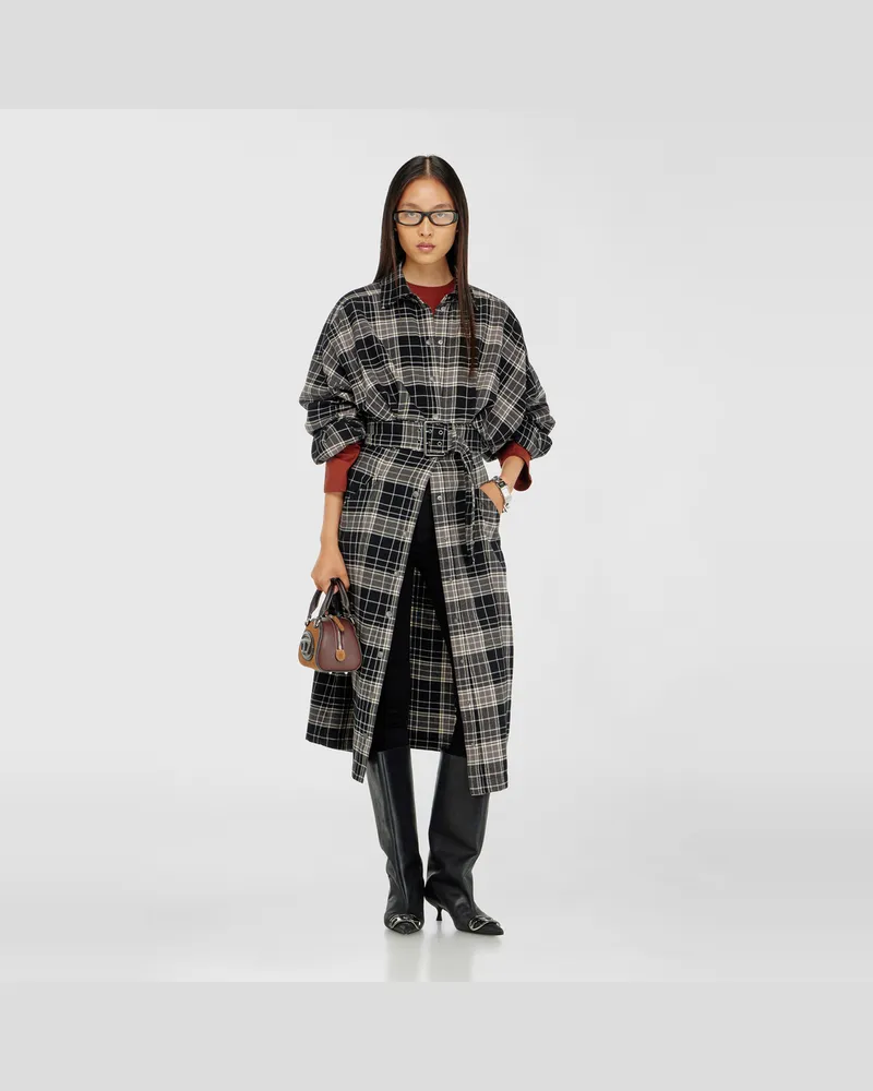 Diesel Midikleid aus kariertem Flanell mit breitem Gürtel - Kleider - Damen - Bunt Bunt