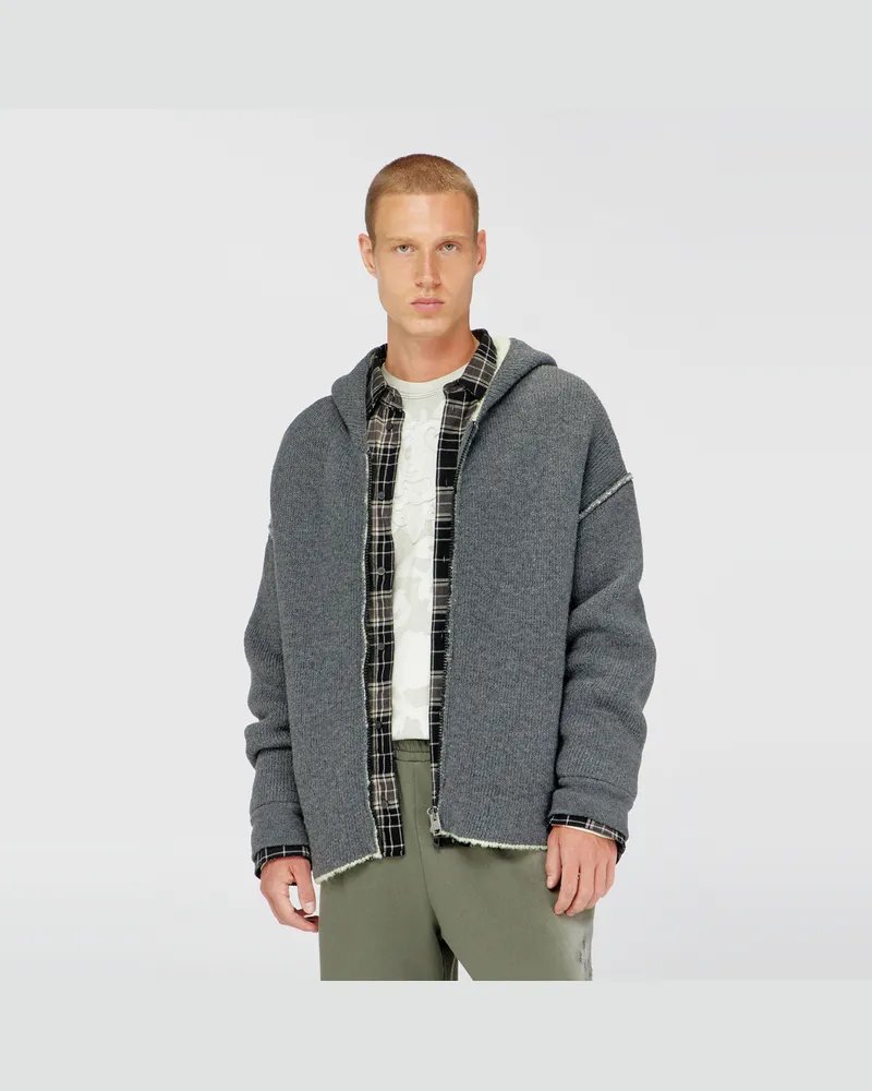 Diesel Kapuzensweatjacke aus Strick mit zwei Strukturen und Reißverschluss - Strickwaren - Herren - Grau Grau