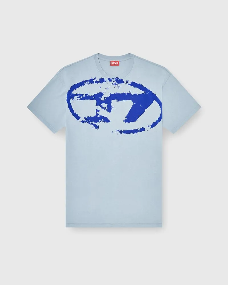 Diesel T-Shirt mit beflocktem Distressed-Logo - T-Shirts - Herren - Blau Blau