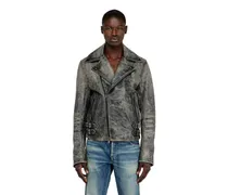 Biker-Jacke aus behandeltem Leder - Lederjacken - Herren - Grau