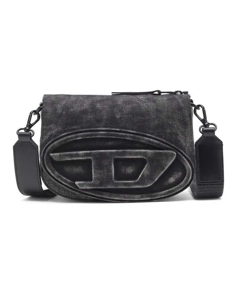 Diesel 1DR-Camera Bag aus Stonewashed-Denim - Schultertaschen - Unisex - Schwarz Schwarz