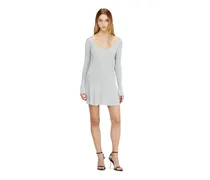 Kurzes Kleid aus metallisch geripptem Strick - Kleider - Damen - Grau
