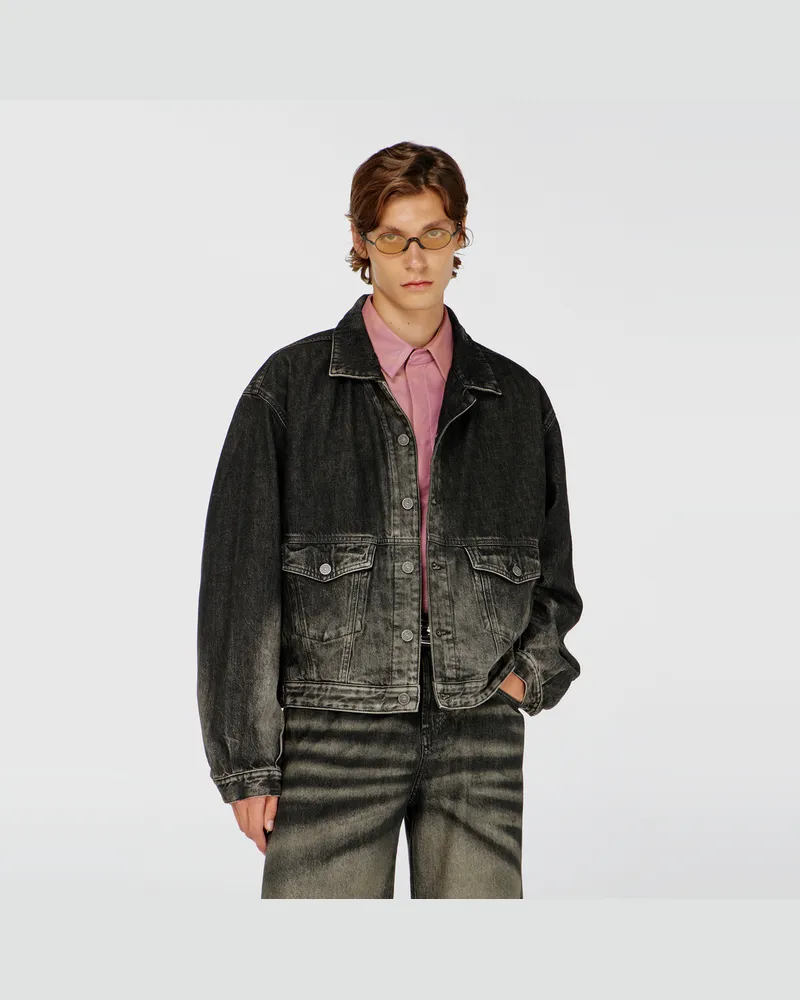 Diesel Trucker-Jacke aus Denim mit Dirty-Effekt - Denim jacken - Herren - Schwarz Schwarz