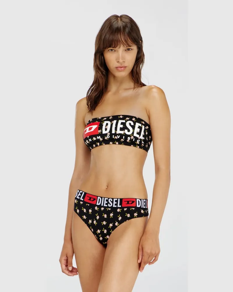 Diesel Bandeau-BH aus Baumwolle mit all-over Blumenprint - BHs - Damen - Schwarz Schwarz