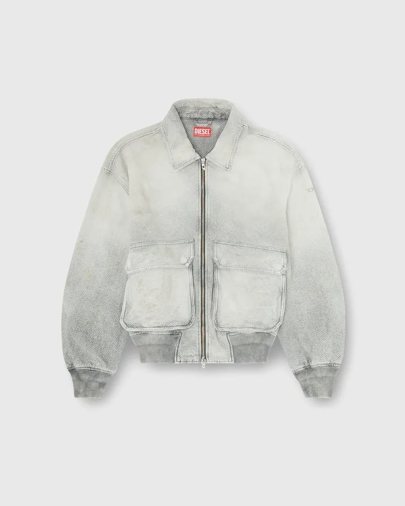 Diesel Jacke aus distressed fischgrät-denim - Denim jacken - Unisex - Grau Grau