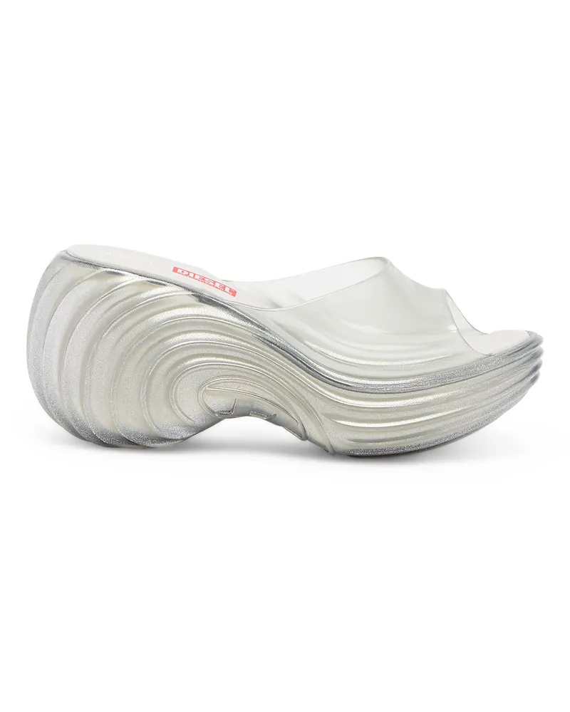 Diesel Plateau-Pantolette aus Melflex - Sandalen - Damen - Silber Silber
