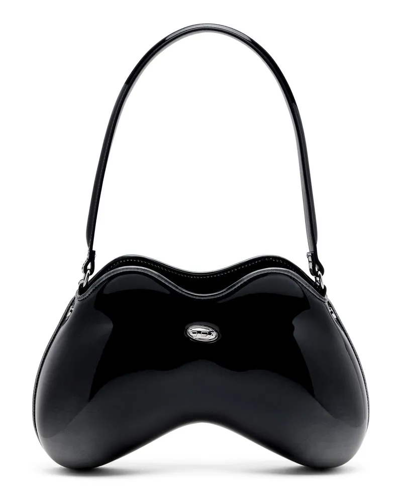 Diesel Double-D-Feste Schultertasche mit aus glänzendem Dégradé-PU - Schultertaschen - Damen - Schwarz Schwarz