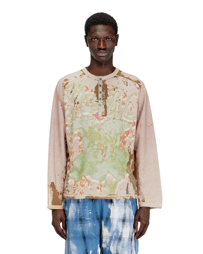 Diesel Henley-Shirt aus bedrucktem Dévoré-Jersey - T-Shirts - Herren - Beige Beige