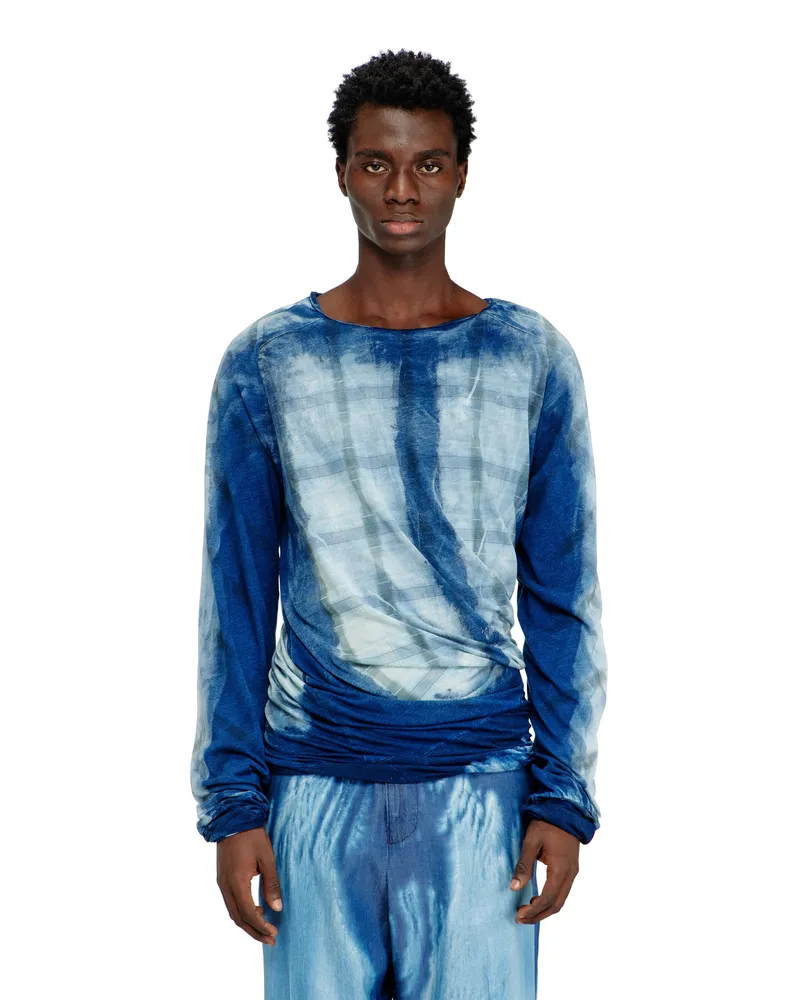 Diesel Gekreuztes, geschichtetes Top mit Röntgen-Effekt - T-Shirts - Herren - Blau Blau