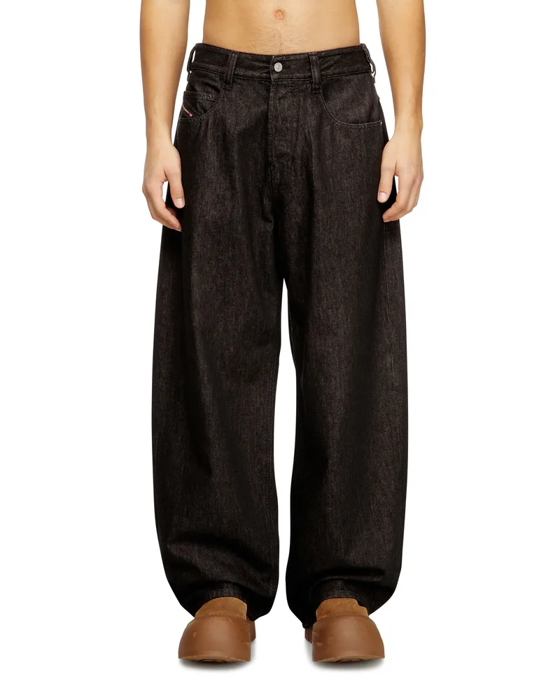Diesel Relaxed Jeans Regular Waist 1997 D-Enim-M, Schwarz/Dunkelgrau, Knopfverschluss Schwarz