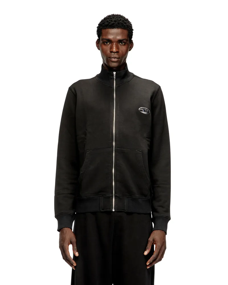 Diesel Sweatshirt mit Stehkragen und metallischem Oval D - Sweatshirts - Herren - Schwarz Schwarz