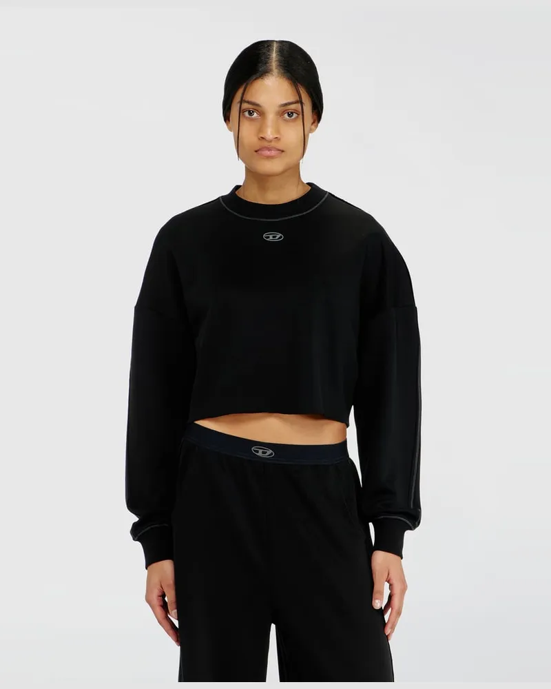 Diesel Crop-Top aus leichtem stretch scuba - Oberteile - Damen - Schwarz Schwarz