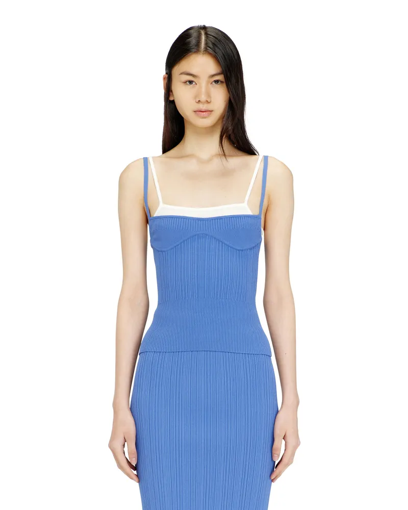 Diesel Gestricktes Camisole-Top mit Lagenoptik - T-Shirts - Damen - Blau Blau