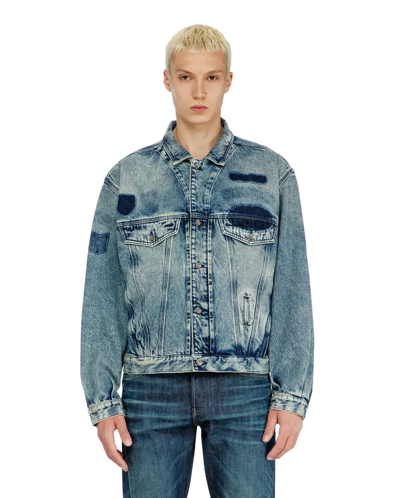 Diesel Trucker-Jacke mit Patch-Effekten - Denim jacken - Unisex - Blau Blau