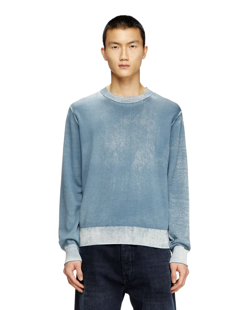 Diesel Pullover aus Baumwolle mit Innen-Print - Strickwaren - Herren - Blau Blau