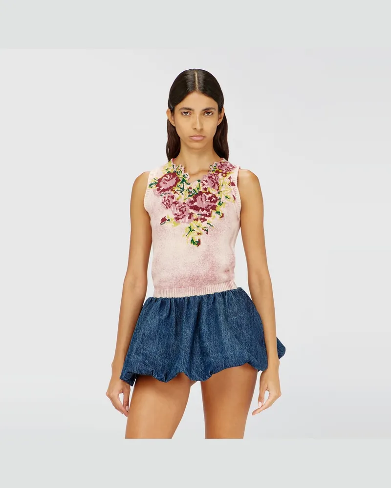 Diesel Strickweste aus Wollmischung mit Blumenmuster - T-Shirts - Damen - Rosa Rosa