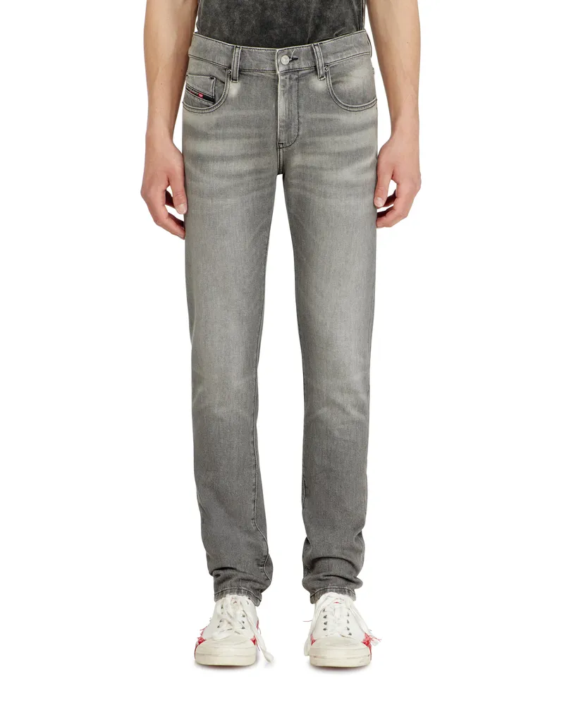 Diesel Slim Jeans Regular Waist 2019 D-Strukt, Hellgrau, Reißverschluss Grau
