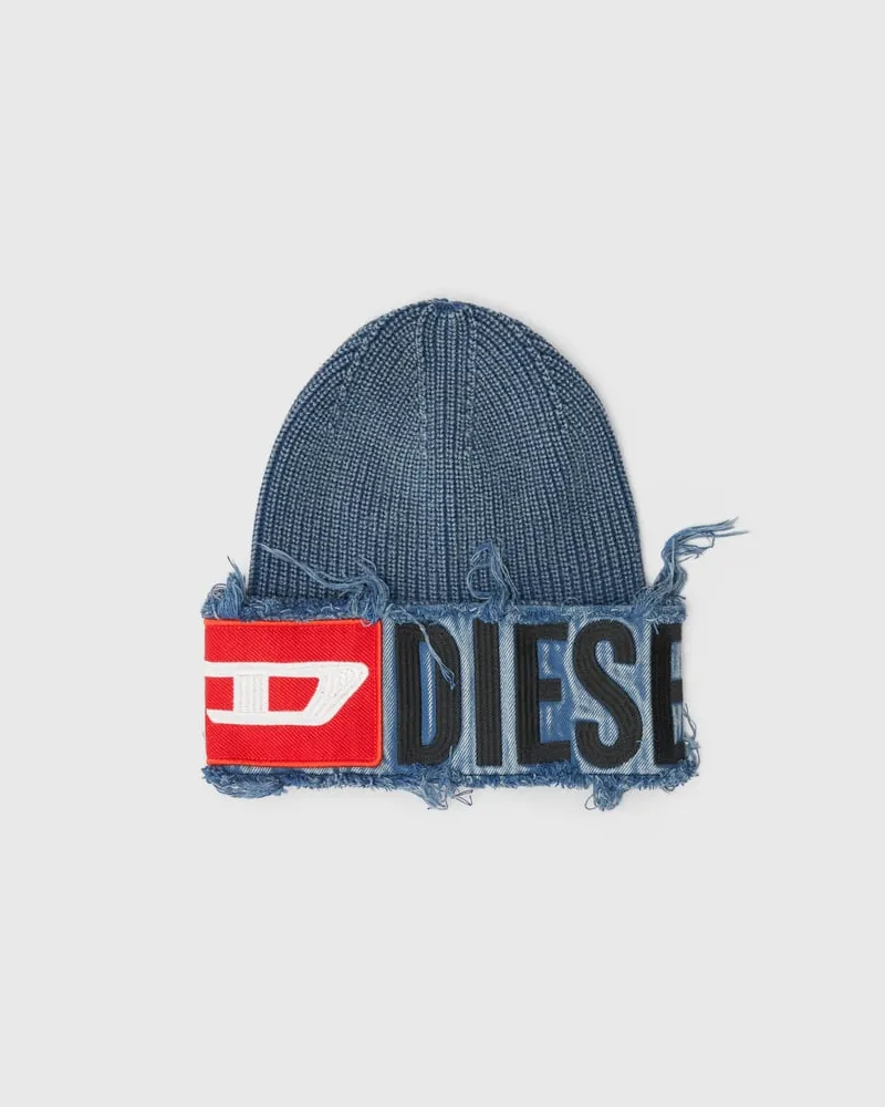 Diesel Mütze in Denim-Optik mit auffälligem Patch-Detail - Mützen - Unisex - Blau Blau