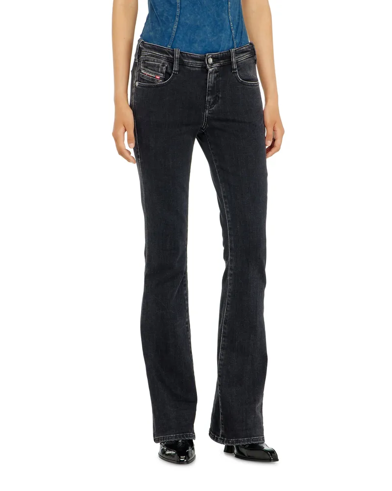 Diesel Bootcut Jeans Low Waist 1969 D-Ebbey, Schwarz/Dunkelgrau, Reißverschluss Schwarz