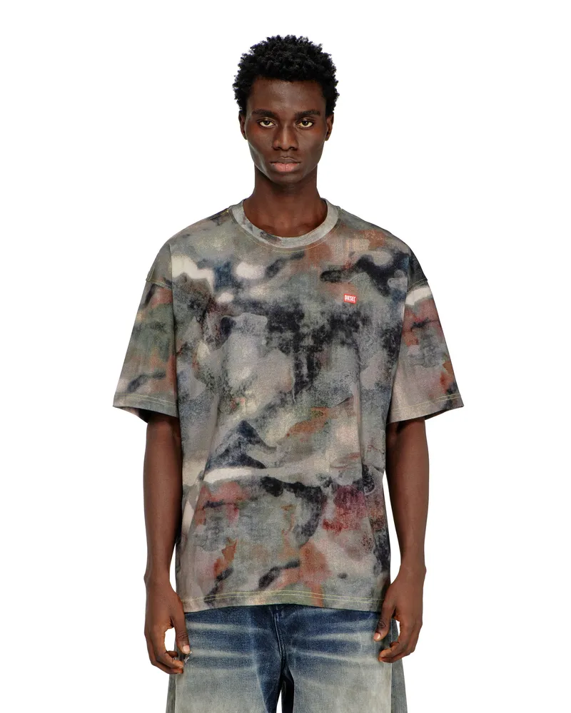 Diesel Schweres Baumwoll-T-Shirt mit Camouflage-Print - T-Shirts - Herren - Bunt Bunt