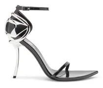 D-Ten & Half-Stiletto-Sandalen aus Lackleder und Satin - Sandalen - Damen - Schwarz