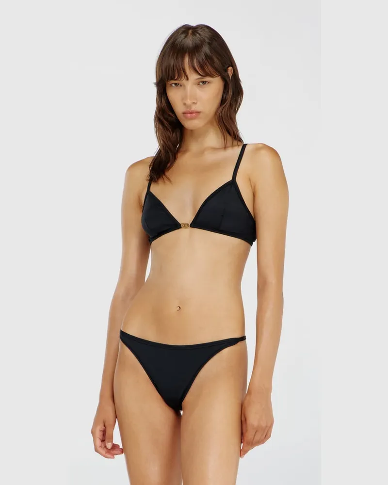 Diesel Triangle-BH aus Nylon mit Oval D-Detail - BHs - Damen - Schwarz Schwarz