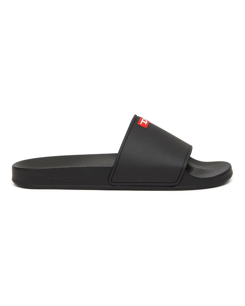 Diesel Sa-Swim-Pool-Slides aus Gummi mit D-Logo - Pantoletten - Herren - Schwarz Schwarz