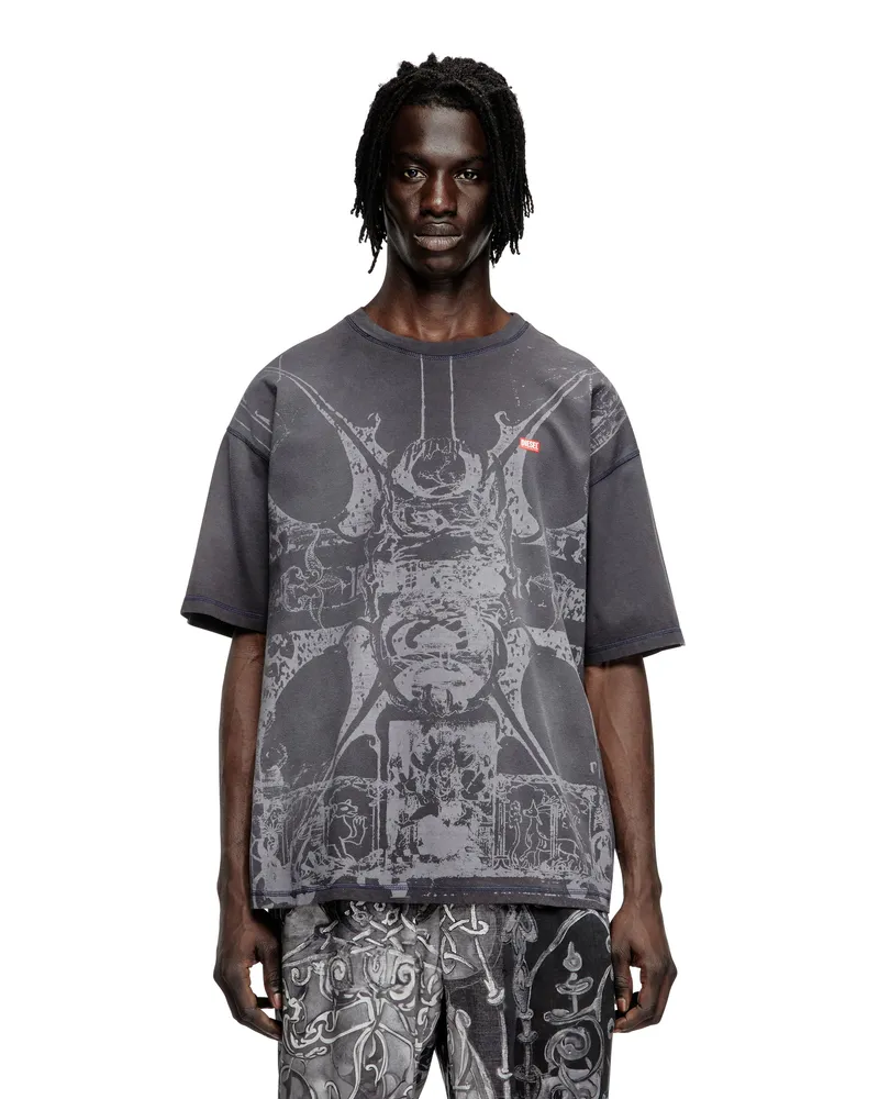 Diesel T-Shirt mit tonalem mittelalterlichem Print - T-Shirts - Herren - Schwarz Schwarz