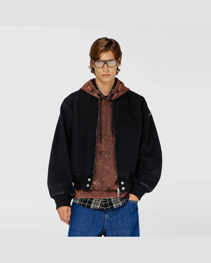 Diesel Bomberjacke aus Denim - Denim jacken - Unisex - Schwarz Schwarz