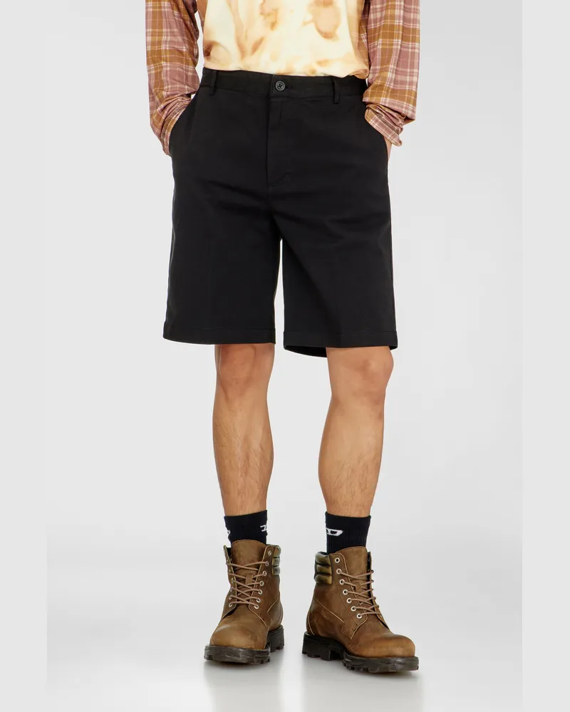 Diesel Shorts aus Baumwolle mit tonalem Oval D Logo - Kurze Hosen - Herren - Schwarz Schwarz