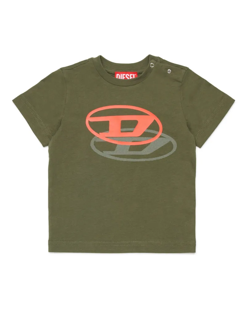 Diesel Baumwoll-T-Shirt mit Schattenlogo - T-Shirts und Tops - Herren - Grün Grün