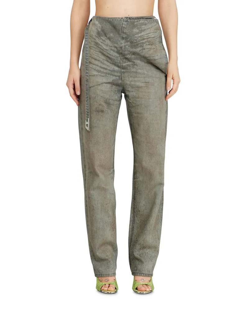 Diesel Slim Jeans High Waist D-THALIRA,, Reißverschluss Grau